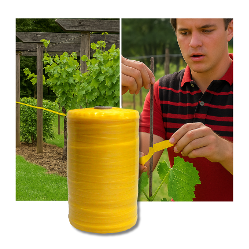 Cinta Amarra Viña Manual Bobina de 4kg aprox 20mm Amarilla 6 Bobinas Marienberg