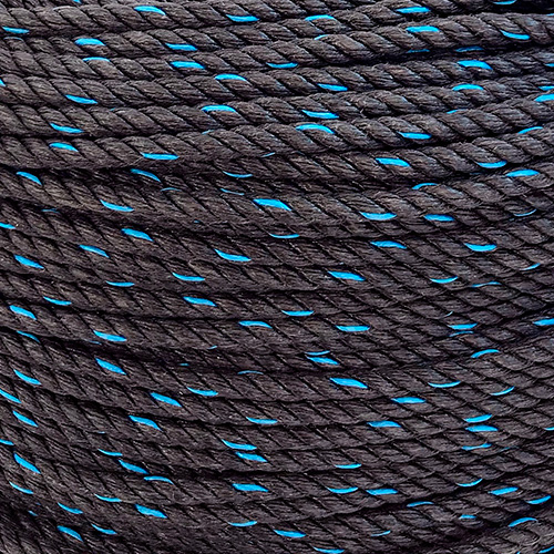 Cuerda Rafía de 24kg aprox 4,8mm Negro con Pinta Azul 1 unidad Marienberg