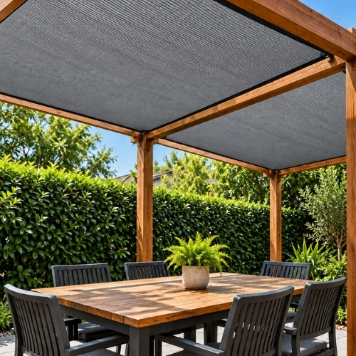 Malla Raschel Sombra Decorativa Premium 2,10x10m Acero 1 rollo TREETOP