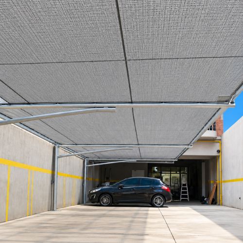 Malla Raschel Sombra Lisa 90%  4,20x50m Gris Plata 1 rollo Marienberg