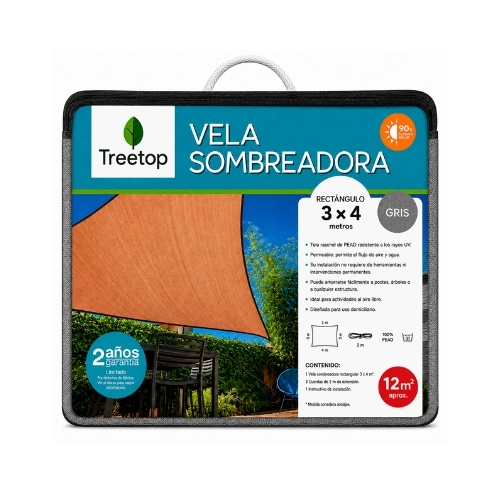 Foto de Vela Sombra Rectangular 3x4m Gris 1 unidad