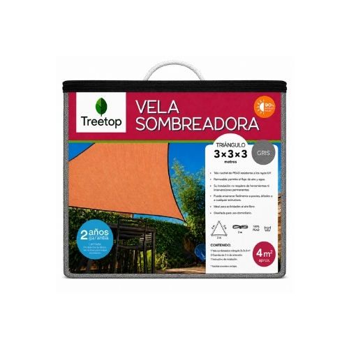 Foto de Vela Sombra Triangular 3x3x3m Gris 1 unidad